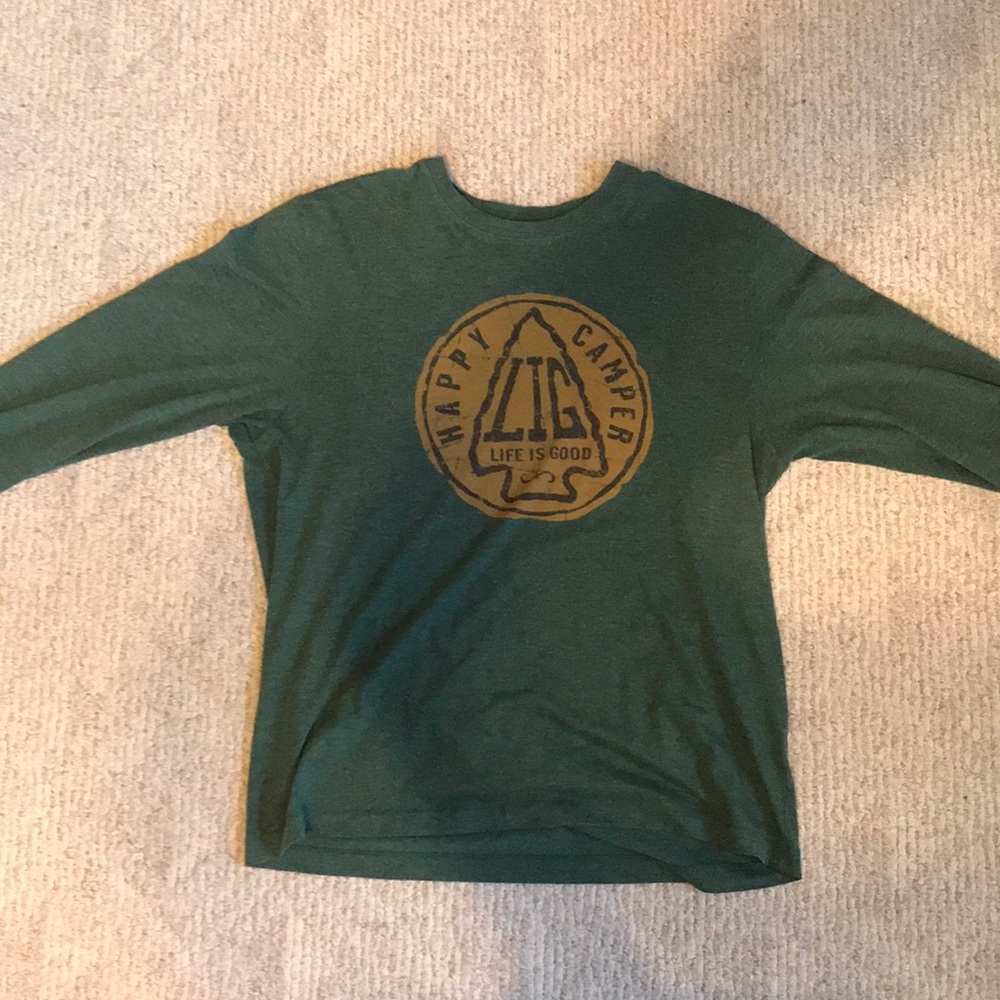 Life is good happy camper long sleeve shirt